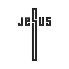 the word jesus on a black and white cross