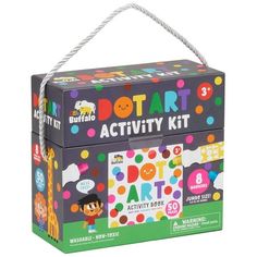 an activity kit for children with dots and numbers on the front, in a box