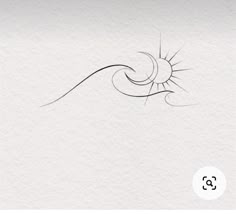 a drawing of a sun and a wave