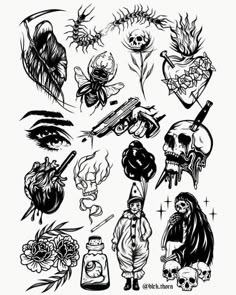 a bunch of tattoos on a white background