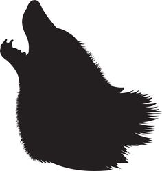 the silhouette of a wolf's head with its mouth open
