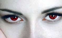 an image of a woman with red eyes