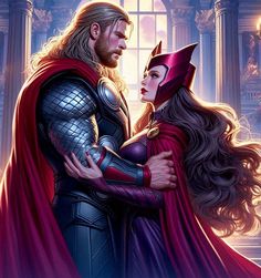 a man and woman dressed as thor and princess