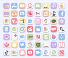 the icons are all different colors and sizes