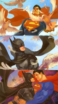 superman and batmangirls in different poses