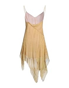 DSQUARED2 | Yellow Women‘s Short Dress | YOOX Beige Asymmetrical Mini Dress For Summer, Luxury Sheer Feminine Slip Dress, Sheer Draped Summer Dress, Party Mini Dress With Handkerchief Hem, Short Handkerchief Dress, Sheer Asymmetrical Summer Dress, Y2k Asymmetrical Dress, Elegant Beige Sheer Mini Dress, Handkerchief Slip Dress