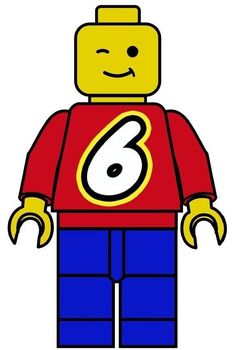 a lego man with the number eight on his shirt