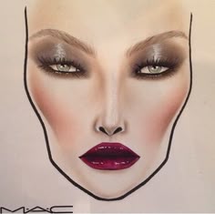 MAC Face Chart Facechart Mac, Mac Face Charts, Mac Makeup Looks, Makeup Charts, Makeup Drawing, Makeup Face Charts, Face Chart, Dope Makeup, Edgy Makeup