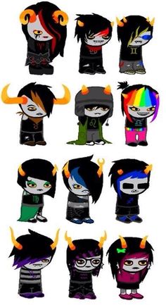 an image of cartoon characters with different hair colors