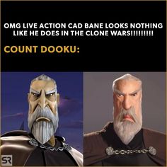 an image of two cartoon characters with caption that reads, omg live action card game looks nothing like he does in the clone wars