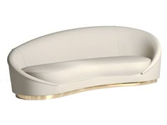 the curved couch is white and gold