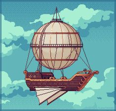 an old fashioned steam ship flying through the sky