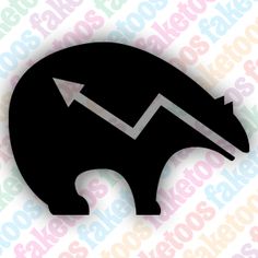 a bear with an arrow going up on it's back