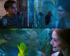 two different scenes from the same movie, one with a woman and another with a man