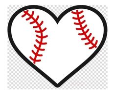 a heart shaped baseball ball with red stitching on the side and black outline in the middle