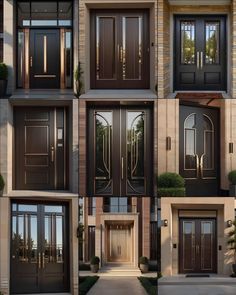 the doors are all different styles and colors for this house, but they have no glass