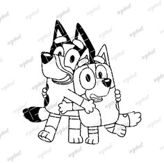 two cartoon dogs hugging each other