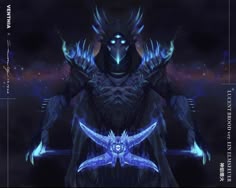 an image of a sci - fi creature with blue lights on its face and arms