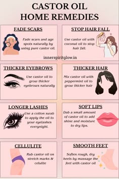 Castor oil home remedies | castor oil uses | home remedies with castor oil #innerspiritglow #beautyhacks #castoroil #castoroilremedies #homeremedies #castoroiluses Thicker Eyebrows Naturally, Castor Oil For Face, Castor Oil Uses, Castor Oil Benefits, Natural Beauty Remedies, Face Mask Recipe, Castor Oil For Hair, Oil Benefits, Oil Uses