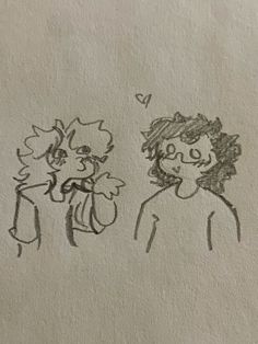 a drawing of two people standing next to each other