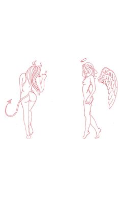an angel and a devil standing next to each other