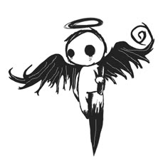 an angel with wings and a halo on it's head is flying through the air