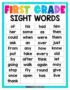 the first grade sight words worksheet
