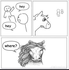 a comic strip with horses talking to each other