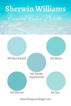 the color scheme for sherylin williams's coastal colors palette, including blue and green