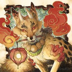 an illustration of a cat holding a heart