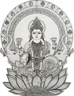 a drawing of a woman sitting on top of a lotus