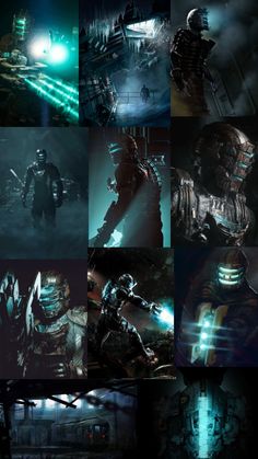 many different images of aliens in the dark
