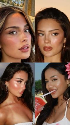Summer glow    Photos via Pinterest/ #makeuplover  #summerstyle  #glowing  #glowingskintips Summer Make Up Look, Romantic Glow, Luxury Summer Glam Makeup, Makeup Beach Look, Sun Kissed Make Up, August Makeup, Holiday Makeup Summer, Summer Glow Up Makeup, Summer Vacation Makeup