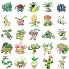 the pokemon characters are all different sizes and colors