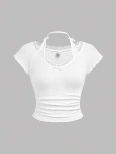 White Top Ideas, Cute Top Inspo, Crop Tops Cute, Aesthetic Crop Tops, Tank Top Crop Top, White Cute Shirt, Cute White Top With Lace Collar, White Tops For Women, Aesthetic Tops