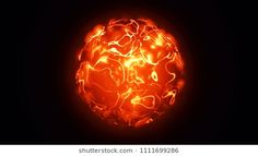 an orange fireball in the dark with some lightening on it's surface