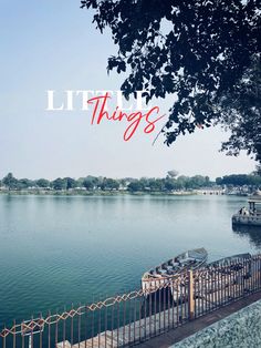 there is a boat that is sitting on the water and it says, little things