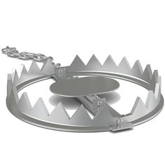 a metal object that looks like a mountain with chains hanging from it's sides