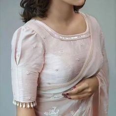 White Blouse Hand Designs, Baby Pink Designer Blouse, Saree Blouse Simple Designs, Trendy Blouse Hands Design, Blouse Latest Models, Blouse Design For Simple Saree, Blouse Hand Patterns, Sleeve Designs For Saree Blouse, Normal Blouse Designs Latest Simple