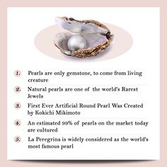 Discover the fascinating world of pearls! 🌟 From the largest pearl ever found to the cultural significance of these stunning gemstones, you won't want to miss these amazing facts. . . . #pearls #queenofjewels #amazingfacts #jewelrylover #mustread #pearlnecklace #pearl #necklace #jewelry #pearlearrings #pearljewelry #pearljewellery #pearlbracelet #jewellery #mutiara #fashion #handmadejewelry #handmade #baroquepearl #freshwaterpearls #necklaces #jewelryaddict #freshwaterpearl #etsy #usa #gift Pearls Significance, Fun Facts About Pearls, Pearl Types And Characteristics, Facts About Pearls, Pearl Facts, Pearl Stone Benefits, Pearl Benefits, Valuable Pearls Information, Exotic Pearl Types