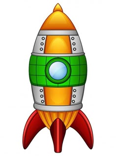 a cartoon style rocket ship on a white background