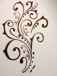 an artistically designed piece of art on a white paper with brown and black swirls