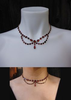 Victorian Garnet and 14K Yellow Gold Choker Necklace, Antique Rose Cut Garnet Riviere Necklace,Antique Victorian Draped Garnet Gold Necklace 1800s Necklace, Garnet Choker Necklace, Garnet Necklace Gold, Dainty Rose Gold Necklace, Moon Choker Necklace, Sterling Silver Choker, Garnet And Gold, Heart Choker Necklace, Gold Chain Choker