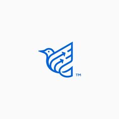 a blue bird logo with the letter m in it's center, on a white background