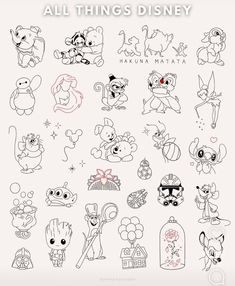 all things disney characters drawn by hand