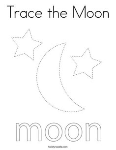 trace the moon worksheet for kids to learn how to write and draw it