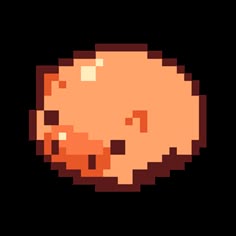 an orange pixel art piece on a white background