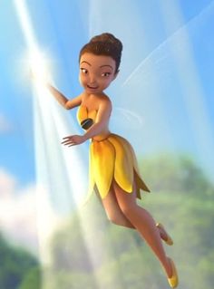 a cartoon tinkerbell flying through the air