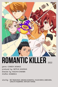 the movie poster for romantic killer, featuring two young women and one man with red hair
