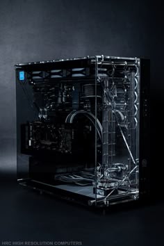 a black computer case sitting on top of a table